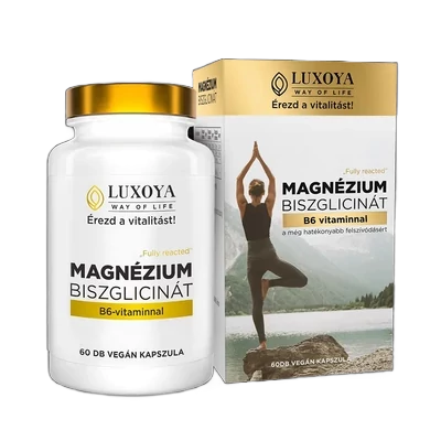 FULLY REACTED - MAGNÉZIUM BISZGLICINÁT -Magnéziumot, B6-vitamint, fekete bors kivonatot tartalmazó étrend-kiegészítő készítmény - 60db