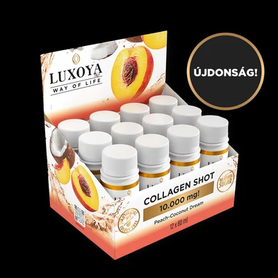 COLLAGEN SHOT 10.000 mg FOLYÉKONY KOLLAGÉN 12x60 ml gyűjtődoboz , Őszibarack-kókusz ízű