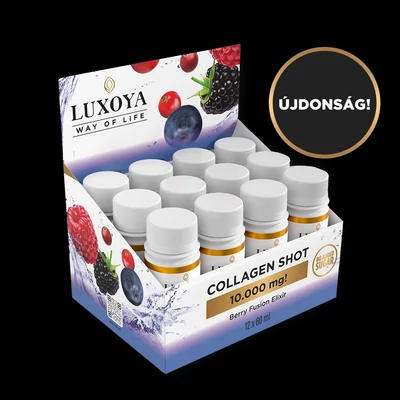 COLLAGEN SHOT 10.000 mg FOLYÉKONY KOLLAGÉN 12x60 ml gyűjtődoboz, Erdei gyümölcs ízű