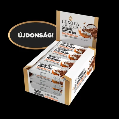 CRUNCHY PROTEIN BAR - ROPPANÓS FEHÉRJE SZELET 12x45g - Karamella Kókusz ízű