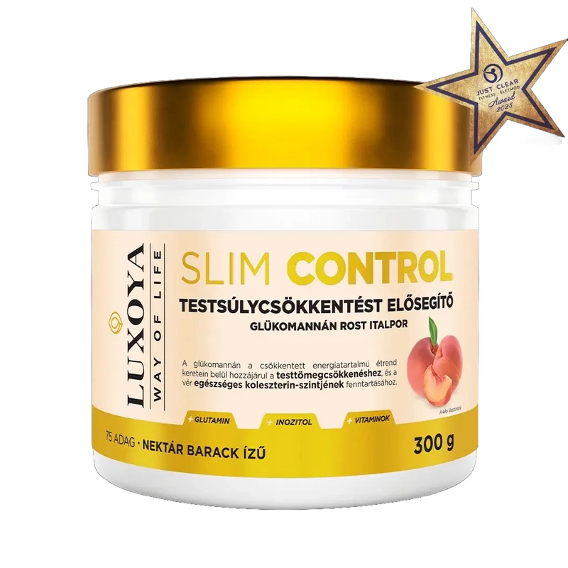 Slim Control - Testsúlycsökkentést elősegítő glükomannán rost italpor – Barack Nektár ízű - 300g