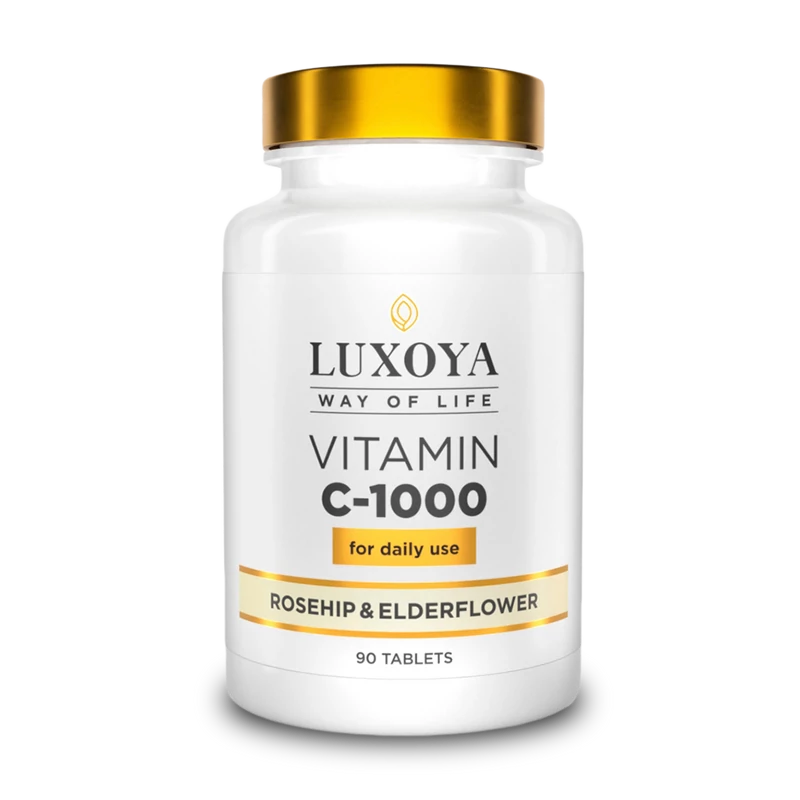 Vitamin C 1000 - Magas Dózisú C Vitamin - Csipkebogyóval, citromhéj porral és bodzavirág porral - 90db tabletta